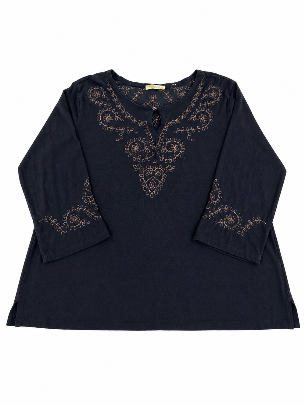 Islander Navy Rib Knit Short Sleeve Top Womens Sweater Tee Minimalist